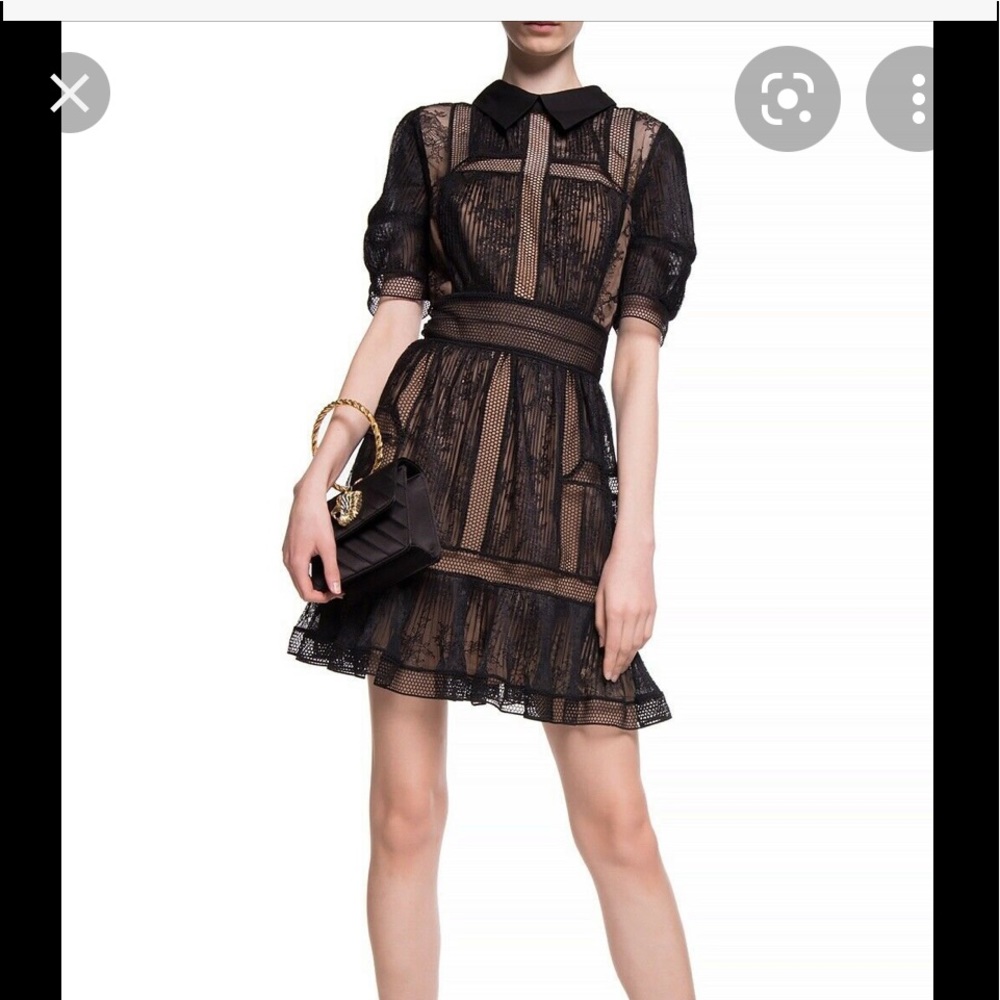 Self-Portrait Black Lace Mini Dress